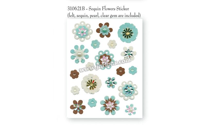 310621B-sequin flowers sticker
