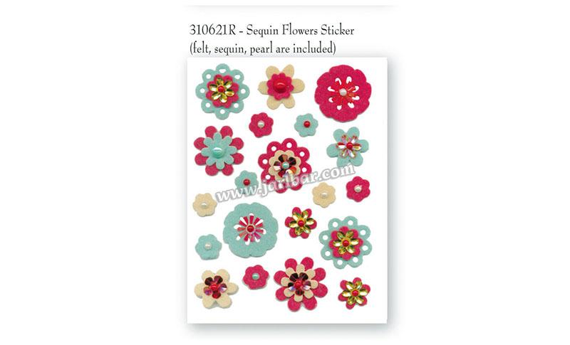 310621R-sequin flowers sticker